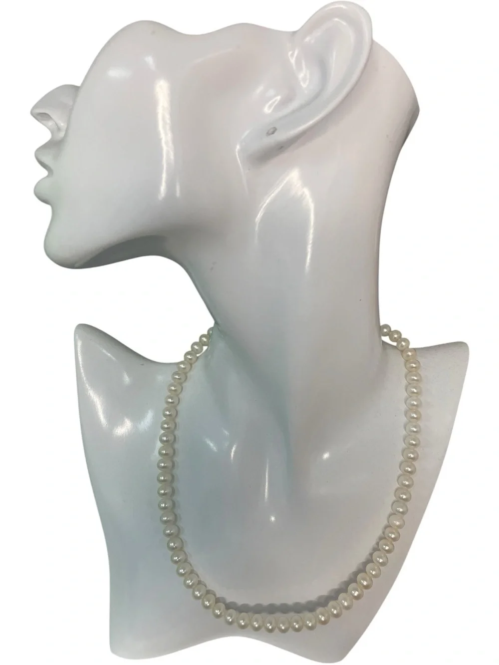 White Freshwater Pearl Necklace with Silver Clasp